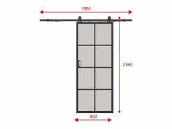 Clearance Puerta corredera aplicada - aluminio y cristal esmerilado - Alt. 205 x Ancho 83 cm - WILDEN II Puerta Corredera
