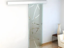 Best Puerta corredera con aplique de cristal templado HEIDI Puerta Corredera