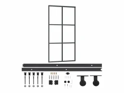 Best Puerta corredera con herrajes ESG vidrio y aluminio 102x205 cm ES476434 Negro