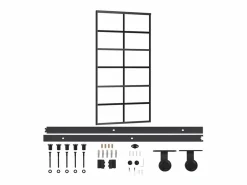 Puerta corredera con herrajes ESG vidrio y aluminio 102x205 cm ES429434
