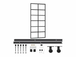 Puerta corredera con herrajes ESG vidrio y aluminio 90x205 cm ES716779