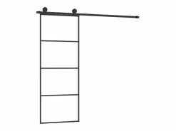 Outlet Puerta corredera con set herrajes vidrio ESG aluminio 76x205 cm ES707223 Negro