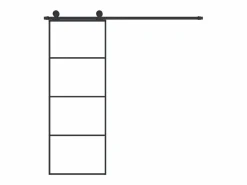 Outlet Puerta corredera con set herrajes vidrio ESG aluminio 76x205 cm ES707223 Negro