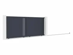 Sale Puerta corredera de aluminio semi-calada L421 x H180 cm antracita - TOROMA Portón
