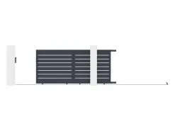 Outlet EXPERTLAND Puerta corredera de aluminio perforado L374 x H165 cm antracita PRIMO Gris antracita