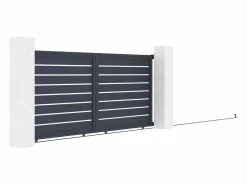 Outlet EXPERTLAND Puerta corredera de aluminio perforado L374 x H165 cm antracita PRIMO Gris antracita