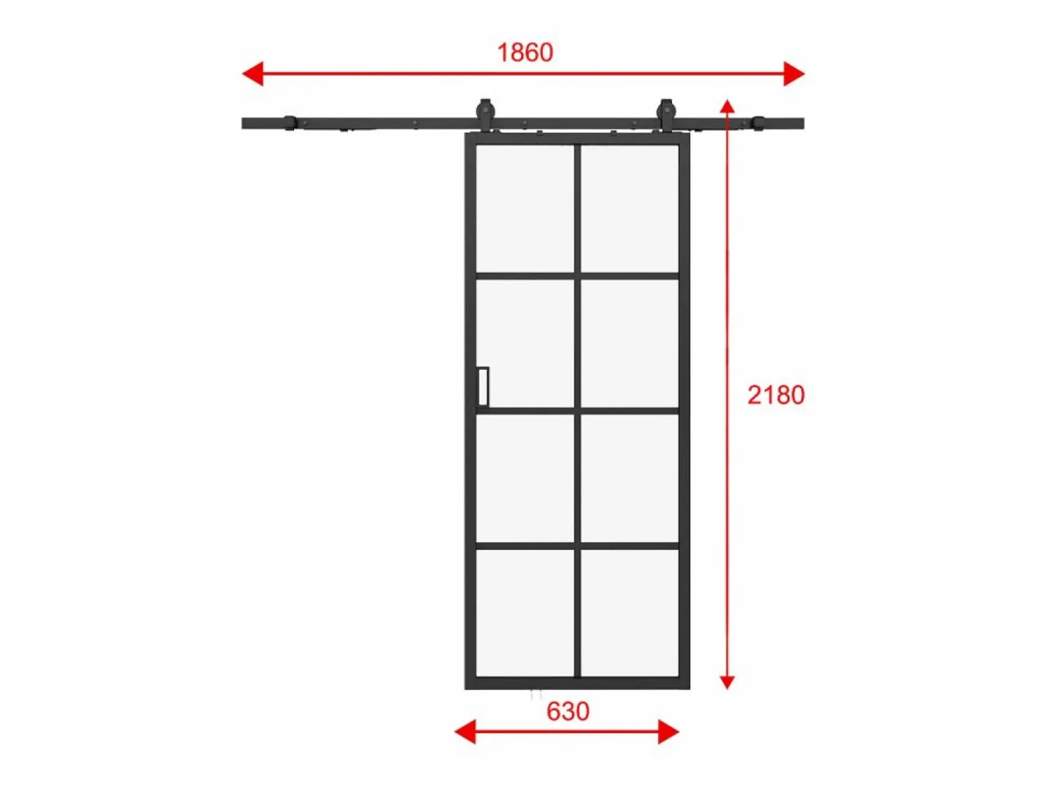 Outlet Vente-unique Puerta corredera de aluminio y vidrio templado - Alt. 205 x Ancho 63 cm - WILDEN II Negro