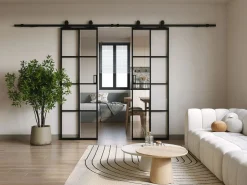 Hot Puerta corredera doble - vidrio templado - 2 x Alt. 205 x L73 cm - WILDEN II Puerta Corredera