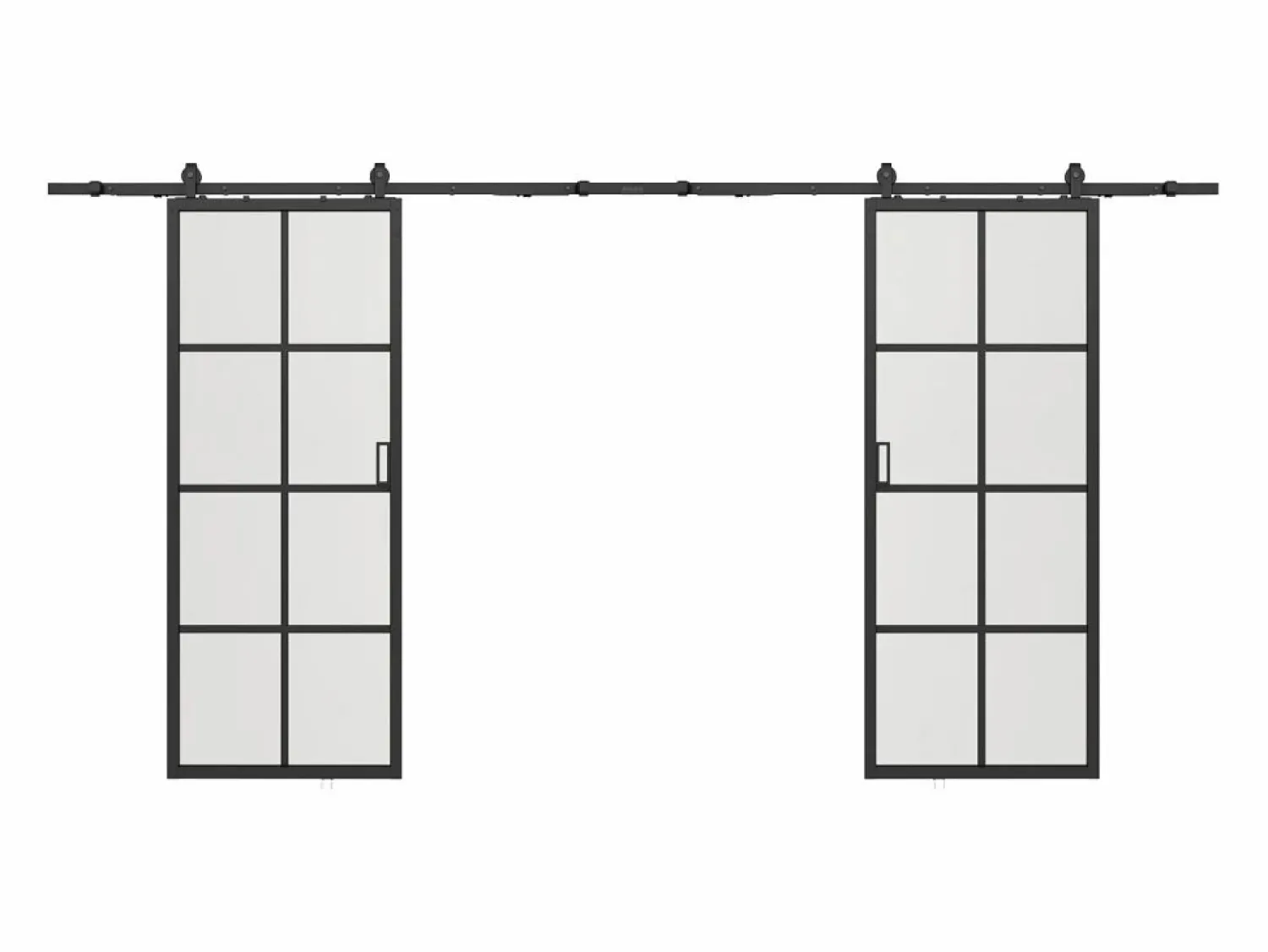New Vente-unique Puerta corredera doble - vidrio templado - 2 x Alt. 205 x L63 cm - WILDEN II Negro
