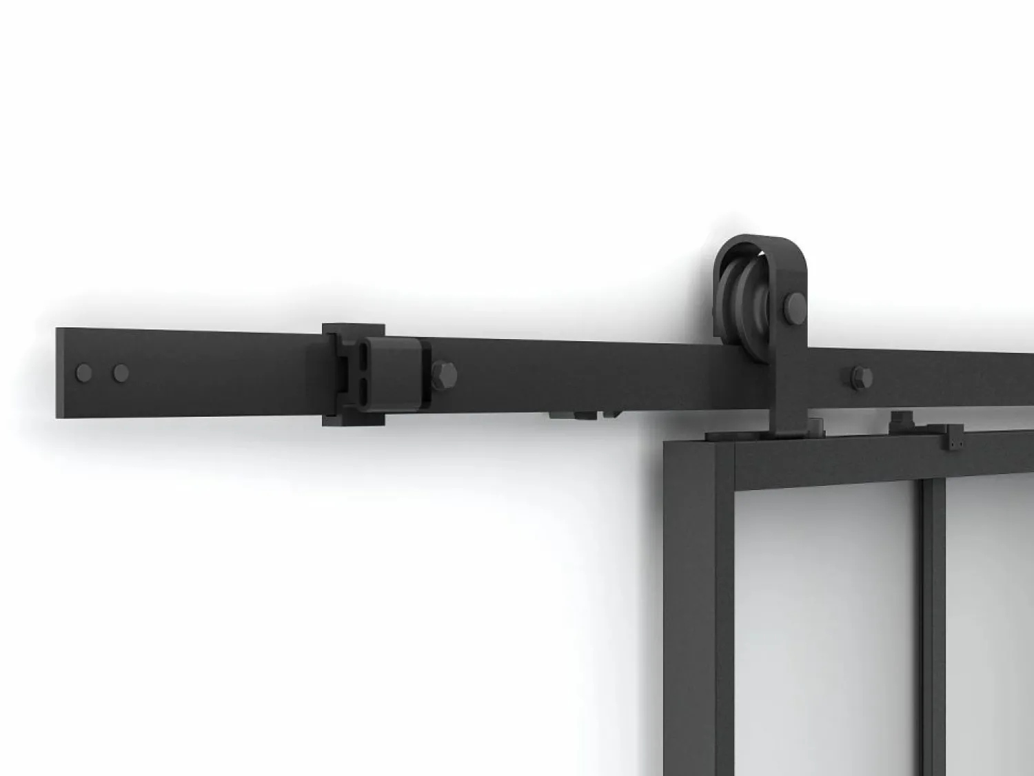 New Vente-unique Puerta corredera doble - vidrio templado - 2 x Alt. 205 x L63 cm - WILDEN II Negro