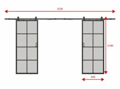 Best Puerta corredera doble - vidrio templado esmerilado - 2 x Alt. 205 x L83 cm - WILDEN II Puerta Corredera