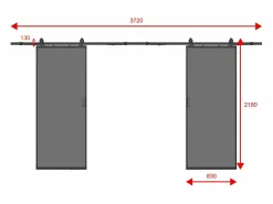 New Puerta corredera doble - vidrio templado ahumado - 2 x Alt. 205 x Ancho 83 cm - LINCI II Puerta Corredera