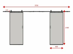 Best Puerta corredera doble - vidrio templado esmerilado 2 x Alt. 205 x Ancho 63 cm - LINCI II Puerta Corredera