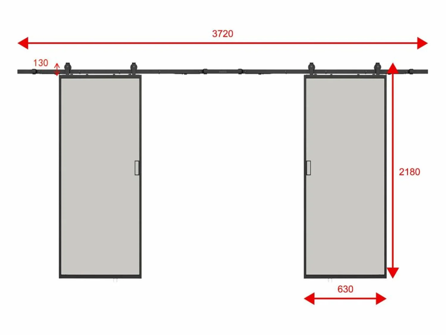 Best Puerta corredera doble - vidrio templado esmerilado 2 x Alt. 205 x Ancho 63 cm - LINCI II Puerta Corredera