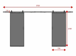 Vente-unique Puerta corredera doble - vidrio templado ahumado - 2 x Alt. 205 x Ancho 73 cm - LINCI II