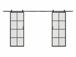 Vente-unique Puerta corredera doble - vidrio templado - 2 x Alt. 205 x L83 cm - WILDEN II