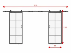 Vente-unique Puerta corredera doble - vidrio templado - 2 x Alt. 205 x L83 cm - WILDEN II