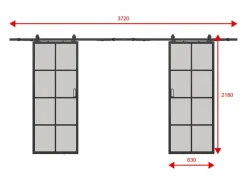 Vente-unique Puerta corredera doble - vidrio templado esmerilado - 2 x Alt. 205 x L63 cm - WILDEN II