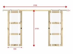 Vente-unique Puerta corredera doble empotrada 3 ventanas 2 x L93 cm Cristal templado ACOSTA II