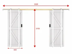 Online Vente-unique Puerta corredera doble empotrada en madera y MDF - - 83 cm - NEFARA Blanco