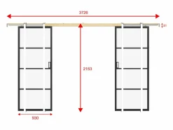 Best Puerta corredera doble empotrable vidrio esmerilado, aluminio 2 x Alt. 205 x L93 cm SINCA II Puerta Corredera