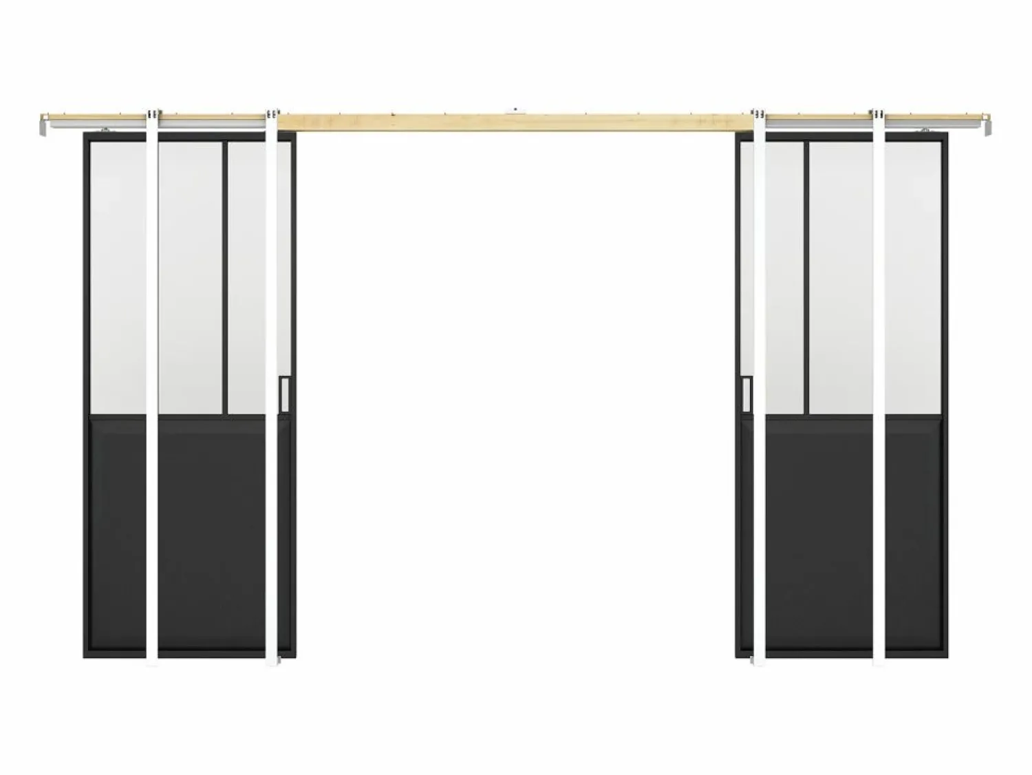 Best Puerta corredera doble empotrada vidrio templado 2 x Alt. 205 x Ancho 63 cm, ARTISTO II Puerta Corredera