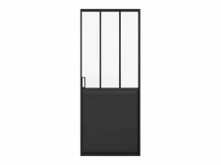 Sale Vente-unique Puerta corredera doble sistema de empotrado vidrio esmerilado 2 x Alt. 205 x Ancho 83 cm, ARTISTO II Negro
