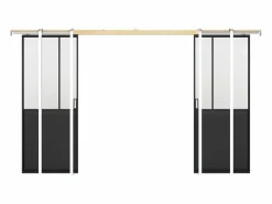 Vente-unique Puerta corredera doble sistema de empotrado vidrio esmerilado 2 x Alt. 205 x Ancho 73 cm, ARTISTO II