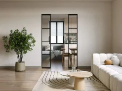 Vente-unique Puerta corredera doble sistema empotrable vidrio templado - 2 x Alt. 205 x L63 cm - WILDEN II