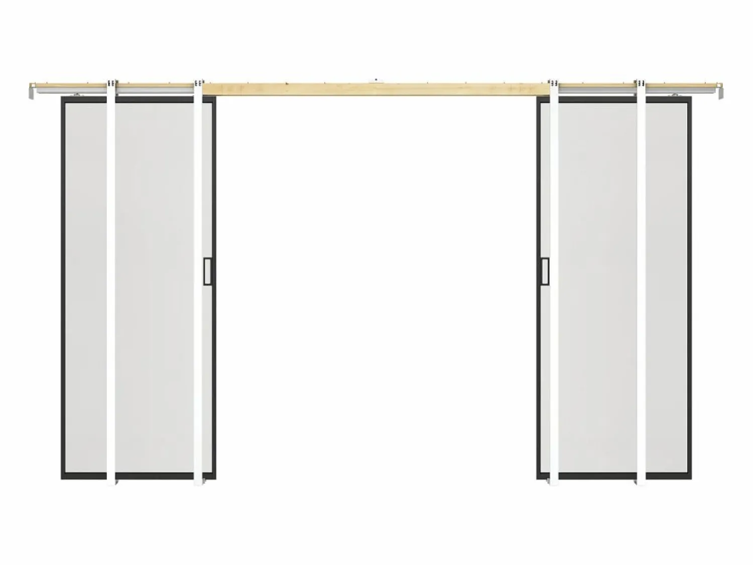 Vente-unique Puerta corredera doble sistema de empotrado vidrio esmerilado 2 x Alt. 205 x Ancho 63 cm - LINCI II