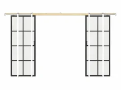 Best Vente-unique Puerta corredera doble sistema de empotrable vidrio templado - 2 x Alt. 205 x L73 cm - WILDEN II Negro