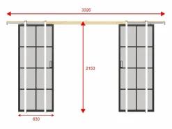 Online Puerta corredera doble sistema de empotramiento vidrio esmerilado - 2 x Alt. 205 x L83 cm - WILDEN II Puerta Corredera