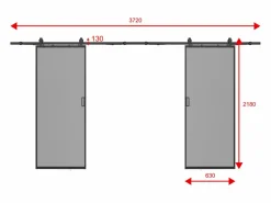 Outlet Vente-unique Puerta corredera doble vista - cristal ahumado - 2 x Alt. 205 x L63 cm - LINCI II Negro