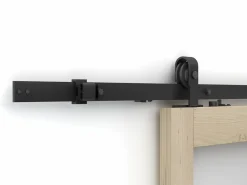 Vente-unique Puerta corredera doble vista con riel, 2 x Alt. 205 x L73 cm, Vidrio templado, ACOSTA II