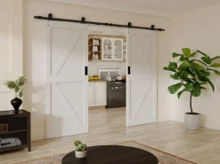 Vente-unique Puerta corredera doble vista - Madera y MDF - - 83 cm - NEFARA