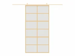 Puerta corredera dorada de vidrio ESG esmerilado y aluminio ES115497