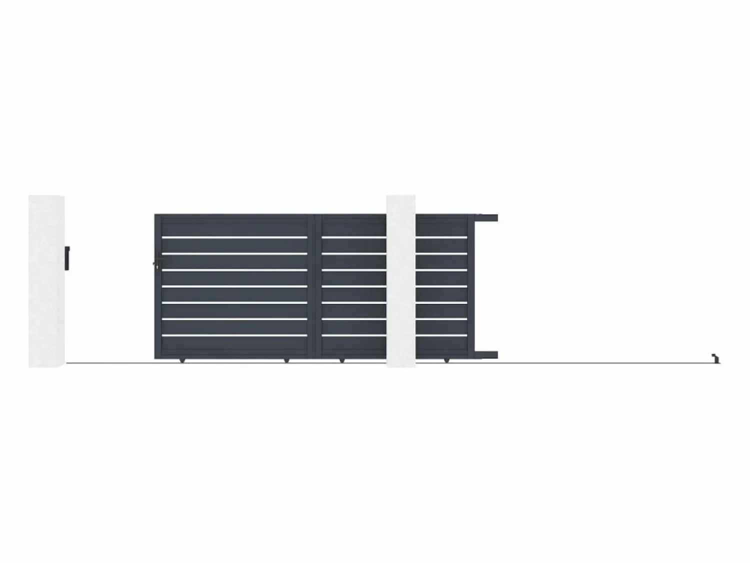 Discount EXPERTLAND Puerta corredera eléctrica de aluminio perforado L374 x H165 cm antracita PRIMO Gris antracita
