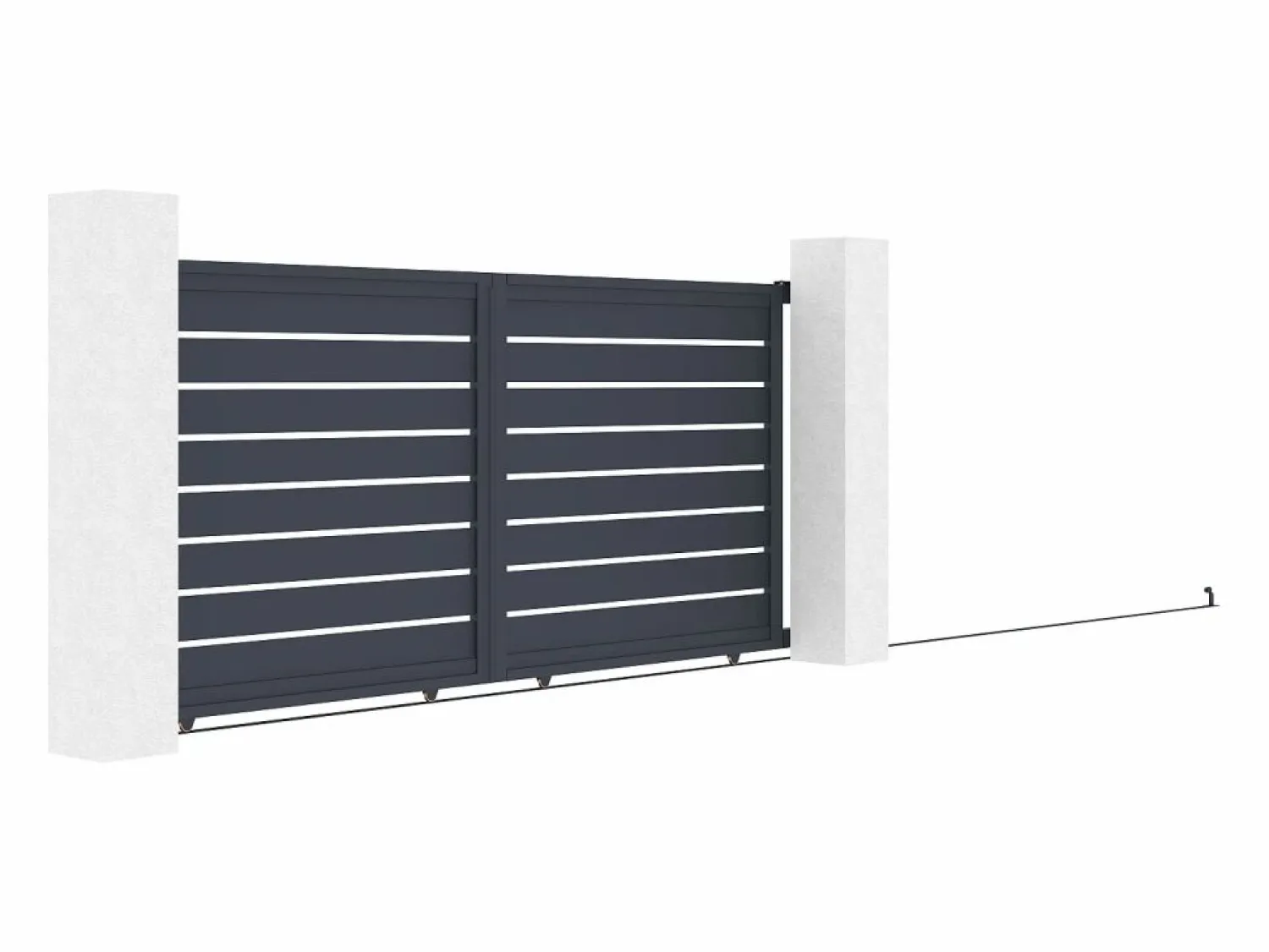 Discount EXPERTLAND Puerta corredera eléctrica de aluminio perforado L374 x H165 cm antracita PRIMO Gris antracita