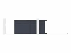 Clearance Puerta corredera eléctrica de aluminio con lamas L416 x H180 cm antracita - VIAZO Portón
