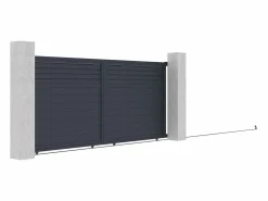 Clearance Puerta corredera eléctrica de aluminio con lamas L416 x H180 cm antracita - VIAZO Portón