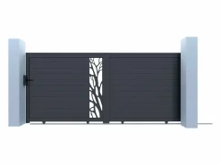 Discount Puerta corredera eléctrica de aluminio semitransparente Ancho 400 x Alt. 179 cm antracita LABRIT II Portón