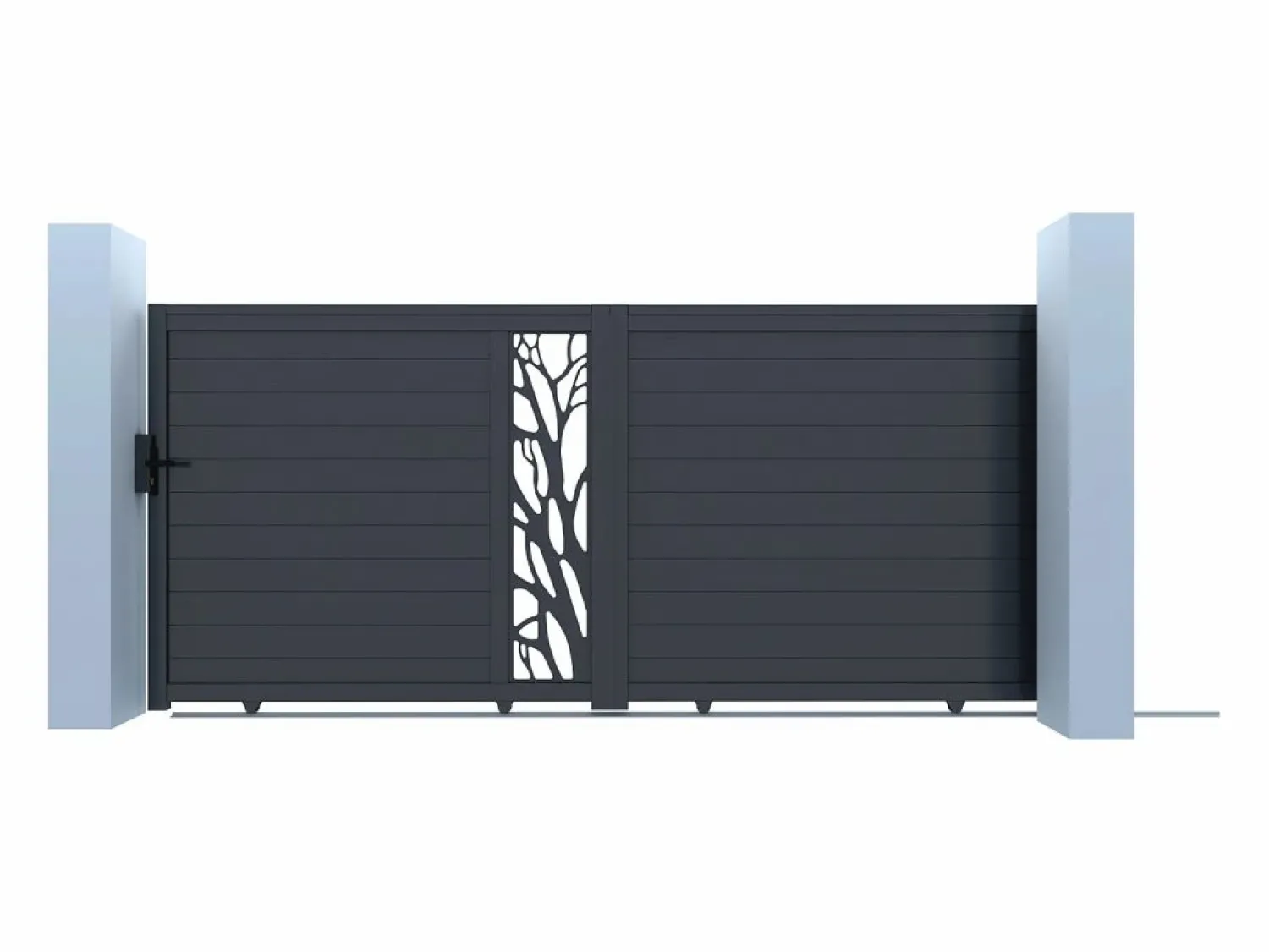 Discount Puerta corredera eléctrica de aluminio semitransparente Ancho 400 x Alt. 179 cm antracita LABRIT II Portón