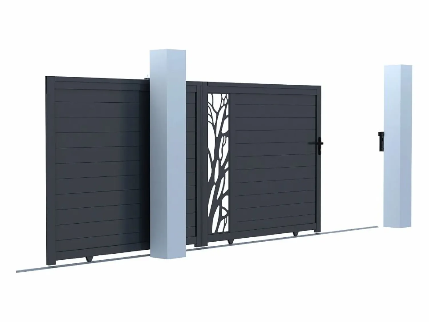 Discount Puerta corredera eléctrica de aluminio semitransparente Ancho 400 x Alt. 179 cm antracita LABRIT II Portón