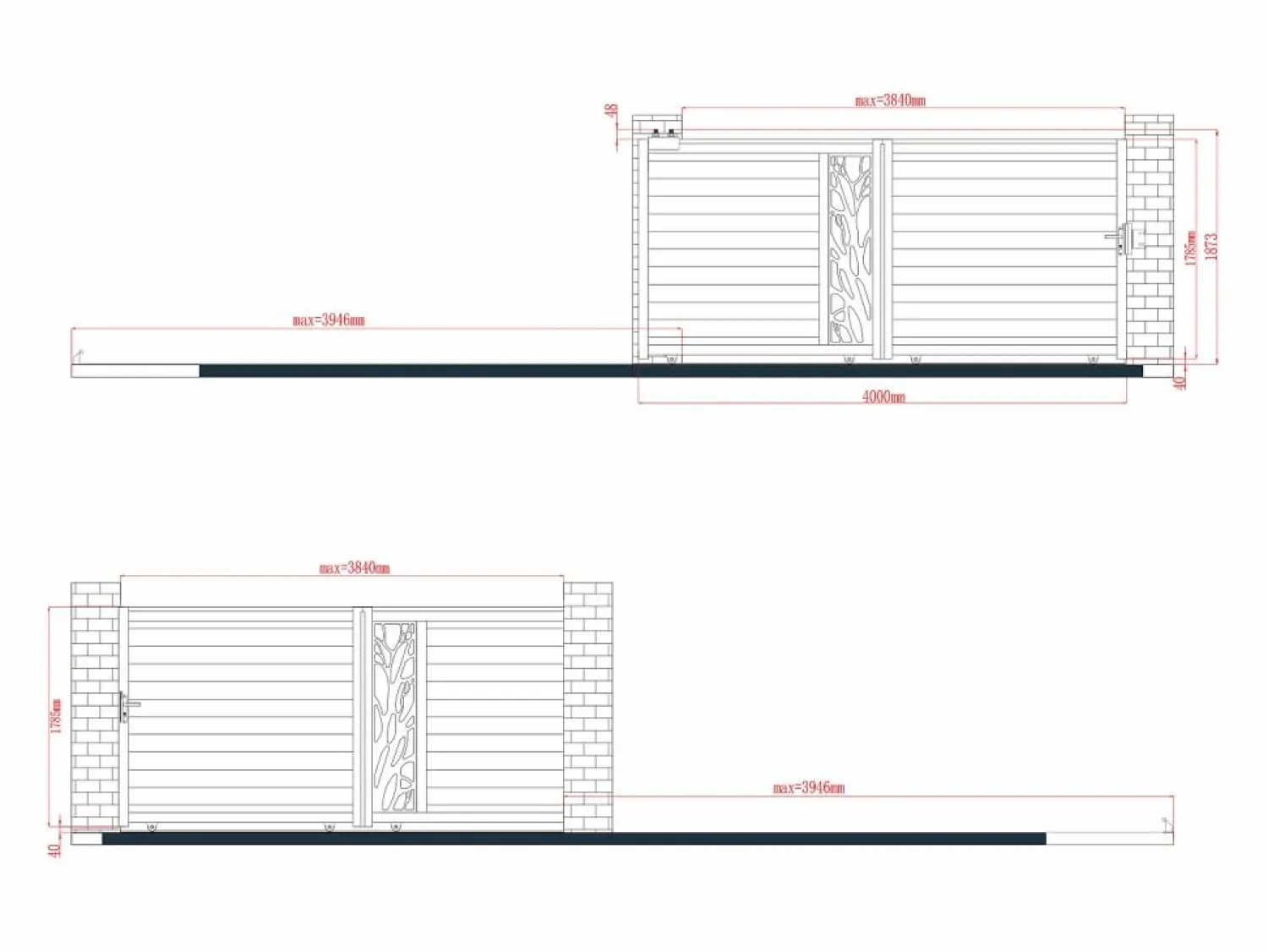 Discount Puerta corredera eléctrica de aluminio semitransparente Ancho 400 x Alt. 179 cm antracita LABRIT II Portón