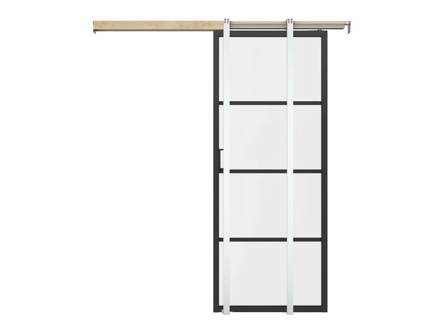 Vente-unique Puerta corredera empotrable vidrio templado esmerilado y aluminio Alt. 205 x Ancho 83 cm SINCA II