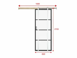 Vente-unique Puerta corredera empotrable vidrio templado esmerilado y aluminio Alt. 205 x Ancho 83 cm SINCA II