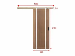 Clearance Vente-unique Puerta corredera empotrable en MDF y madera natural oscuro - H205 x L83 cm - SANDORA Color natural oscuro
