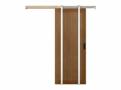 Puerta corredera empotrable en MDF y madera natural oscura - H205 x L93 cm - SANDORA Puerta Corredera
