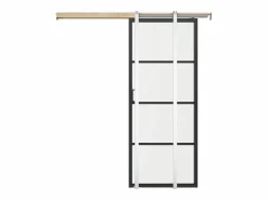 Discount Vente-unique Puerta corredera empotrable aluminio y vidrio transparente - Alt. 205 x L63 cm - SINCA II Negro