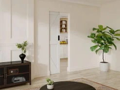 Discount Vente-unique Puerta corredera empotrada en madera y MDF - - Alt. 205 x 83 cm - NEFARA Blanco